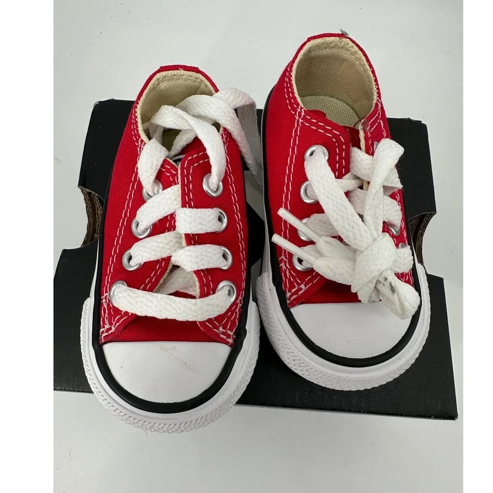 Converse Chuck Taylor All Star Ox Infant Red Canvas Low Sneakers 7J236 Size 2